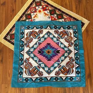New 2 Vintage springs southwestern Navajo bandanna blue beige